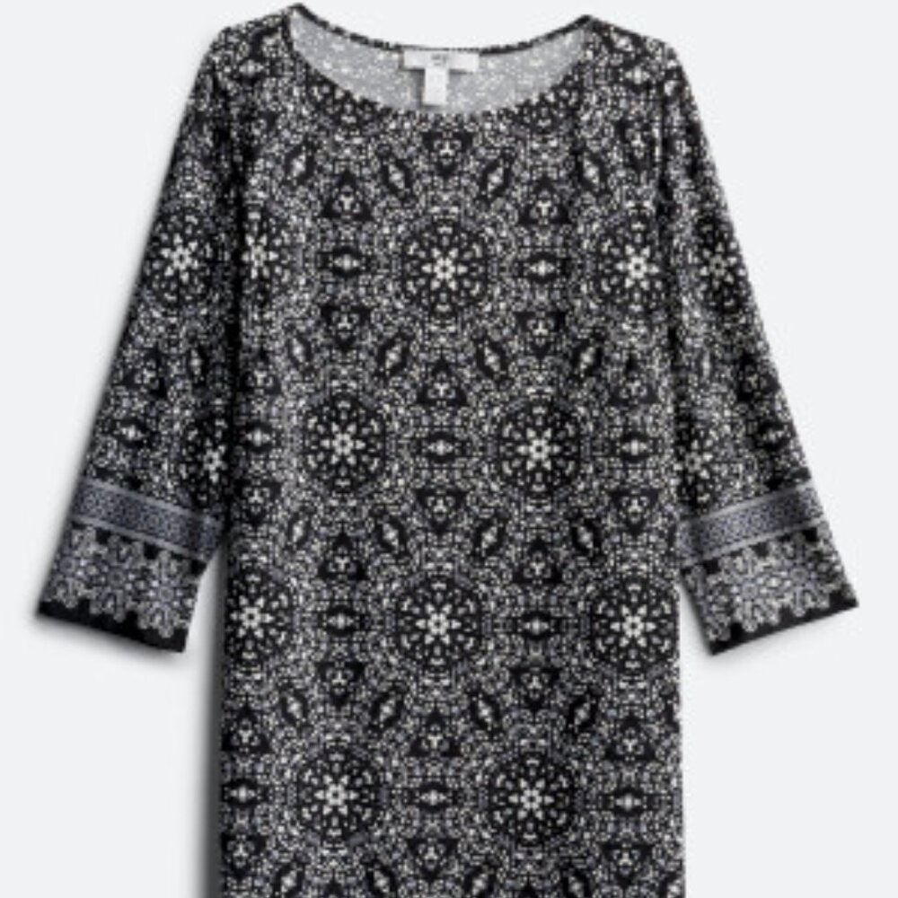 Wisp Black and White Graphic  Dress